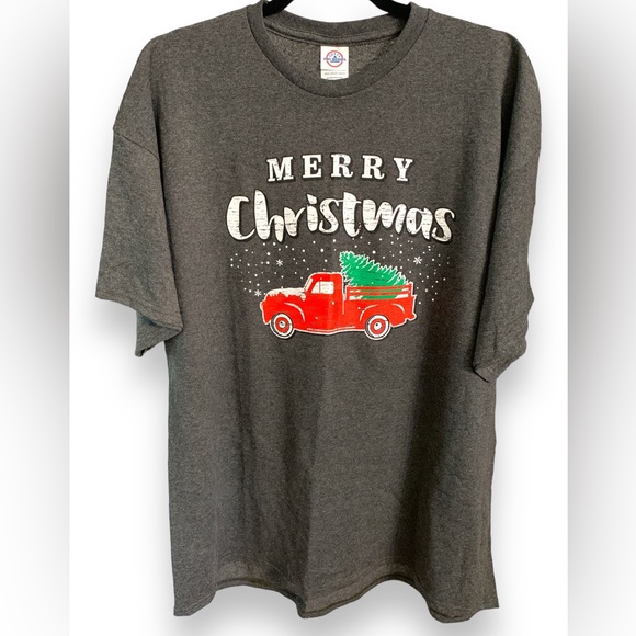 *NEW* Dk Gray Merry Christmas T-Shirt Size 2XL - Picture 1 of 5
